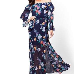 New York & Company Floral Off-Shoulder Maxi Dress